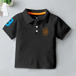 Codez Boys Maroon & Black Solid Polo T-shirt image 2