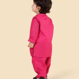 Fabindia Pink Viscose Blend Hand Block Printed 3Pc Kurta Set image 2