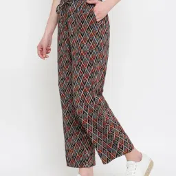 FabBasics by Fabindia Black & Maroon Cotton Printed Pants image 3
