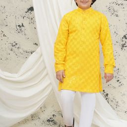 Aj DEZInES Boys Ethnic Motifs Embroidered Regular Sequinned Kurta with Pyjamas-picture-42