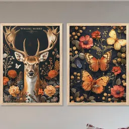 WALLLANE Multicoloured Set of 2 Wood Floral and Botanical Wall Paintings image 5