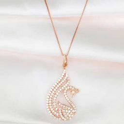 Zavya 925 Silver Regal Rose Gold Plated CZ Studded Swan Pendant for Women-picture-8