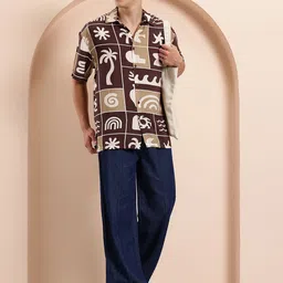 Mast & Harbour Conversational Printed Drop-Shoulder Sleeves Relaxed Fit Shirt image 5