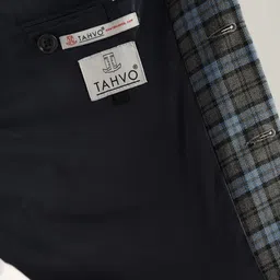 TAHVO Checked Woven Design Mandarin Collar Casual Nehru Jacket image 2