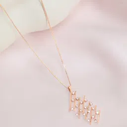 Zavya 925 Silver Modern Geometric Rose Gold Plated CZ Studded Pendant for Women-picture-14