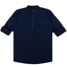 Cavio Kids Navy Cotton Shirt-image-65