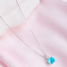Zavya 925 Silver Classic Blue Topaz Pendant for Women-picture-36