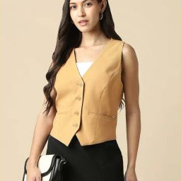 Allen Solly Beige Regular Fit Waistcoat-picture-27