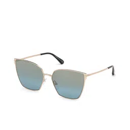 Tom Ford Women Blue Lens & Rose Gold-Toned Cateye Sunglasses with-picture-34