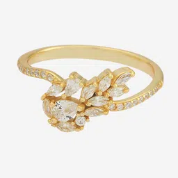 Kushal's Fashion Jewellery 92.5 Pure Silver Gold-Plated Zircon Party Finger Ring image 2