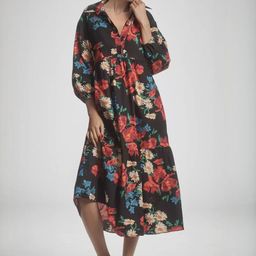 DressBerry Muslin Shirt Collar Printed Midi Dress-picture-32