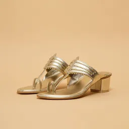 ERIDANI Women Embellished Synthetic Leather Regular Kolhapuri Heels-image-57