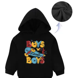 KAVEE Full Sleeves Skateboard Printed Pure Cotton Warm Fleece Hooded Sweatshirt - Black-picture-14