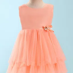 Enfance Sleeveless Floral Applique Dress - Peach-picture-28