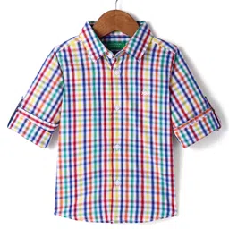 UCB Cotton Woven Full Sleeves Shirt With Checks - Blue image 1