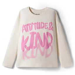 Primo Gino Cotton Knit Full Sleeves T-Shirt with Text Graphic - Ivory-image-8