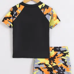 Mark & Mia Half Raglan Sleeves Two Piece Swimsuit with Abstract Print - Orange image 2