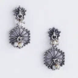 Anouk Silver Plated Cubic Zirconia StuddedContemporary Drop Earrings image 2