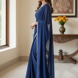 ALBIRA CREATION Mirror Work Pure Georgette Banarasi Saree image 3