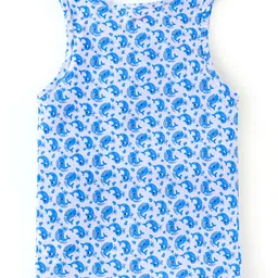 Babyhug 100 % Cotton Sando Sleeveless Striped & Dolphin Print Vests Pack Of 3 - Yellow Blue image 3