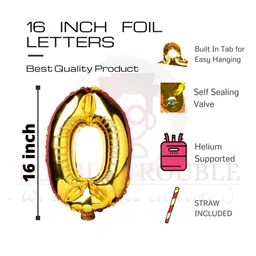 Bubble Trouble English Alphabet Letters Foil Letter Balloons for Party Decoration Letter W - Gold image 2