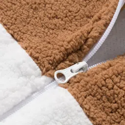 Kanvin Knit Sleeveless Solid Color Jacket - Brown & White image 3