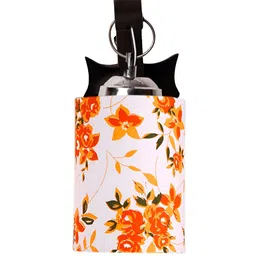 Devansh White & Orange Printed Wooden Cylinder Shaped Wall Lamp With Cotton Shade image 5