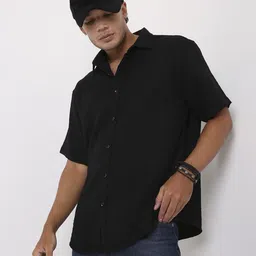 Blnk Men Oversized Fit Textured Spread Collar Casual Shirt-picture-33