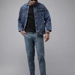 Roadster Men Blue Solid Slim Fit Trousers image 2