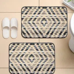 Saral Home Grey Microfiber Geometric Anti-Skid Bathmat - Set of 2-picture-33