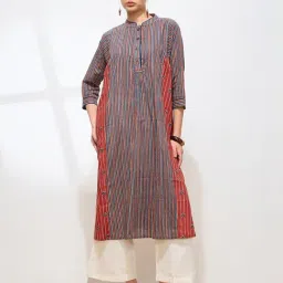 Shaily Blue Regular Fit Striped Kurta-image-8