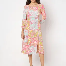 Vero Moda Multicolor Floral Print Midi Dress image 2