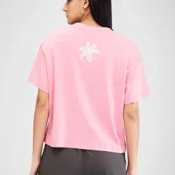 Spykar Pink Printed Oversized T-Shirt image 2