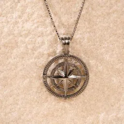 GIVA 925 Silver Black Rhodium Vintage Compass Charms Pendant With Box Chain for Him-image-71
