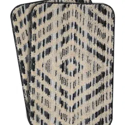 Saral Home Grey Microfiber Geometric Anti-Skid Bathmat - Set of 2 image 2