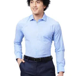 Park Avenue Blue Slim Fit Self Design Shirt-picture-31