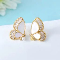 Voylla Gold Blossom Butterfly Dream Stud Earrings-picture-13