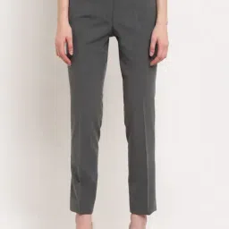 Crozo By Cantabil Grey Flat Front Trousers-image-50