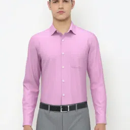 Peter England Pink Cotton Slim Fit Formal Shirt-image-86