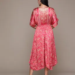 aarke Ritu Kumar Fuschia Half Sleeve Printed Kaftan Dress image 2