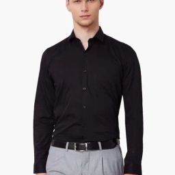 code by lifestyle Code by LifestyleBlack Cotton Slim Fit Shirt-picture-37