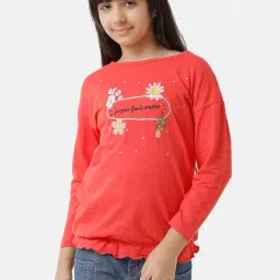 Under Fourteen Only Kids Red Embroidered Full Sleeves Top-image-40