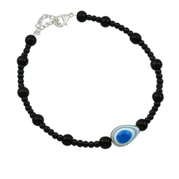 HIGH TRENDZ Silver-Plated Artificial Beaded Turkish Evil Eye Anklet-picture-10