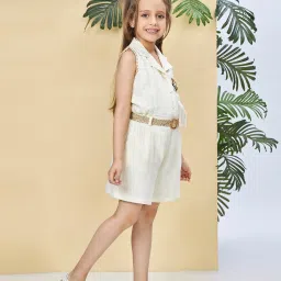 Peppermint Girls Cream Cotton Regular Fit Jumpsuit image 2