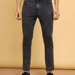 Wrangler Dark Grey Slim Fit Lightly Washed Jeans-image-96