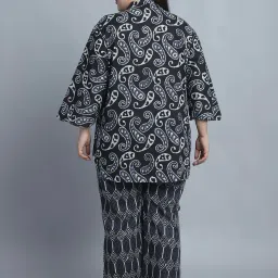 TAG 7 Black Cotton Printed Top Pyjamas Set image 2