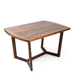 Ikiriya Columbus Solid Brown Wood Dining Table Teak Finish image 2