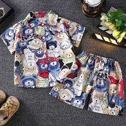 FOREVER FRIDAY Boys Printed Shirt Collar Short Sleeve Shirt with Shorts-picture-20