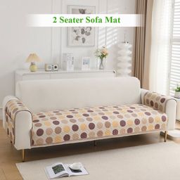 HOKIPO Brown & White Printed Quilted 2 Seater Sofa Seat Mat & 2 Armrest Covers-picture-31