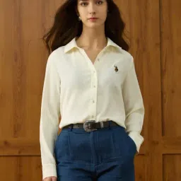 U.S. Polo Assn. Off White Cotton Regular Fit Shirt-picture-29